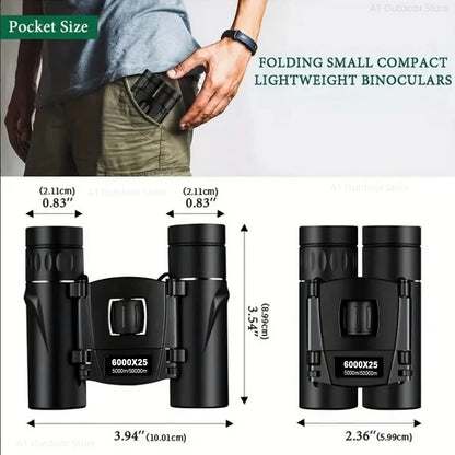 9000x25 HD Zoom Portable Powerful Binoculars Long Range BAK4 Telescope Jumelles Folding Optics for Outdoor Hunting Camping