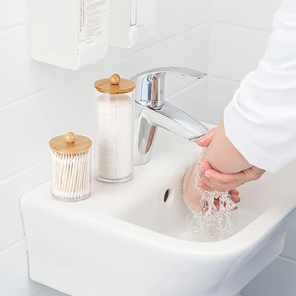 3-Piece Cotton Swab Holder Set, Bathroom Dispenser, Cotton Ball Storage Box, Cotton Swabs, Cotton Pads, and Dental Flossers