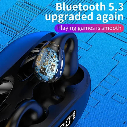 NEW TWS Wireless Headphones Bluetooth 5.3 Bone Conduction Earphones Earclip Design Touch Control Led Earbuds Sports Headsets
