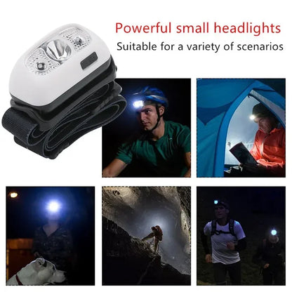 Mini LED Headlamp USB Rechargeable Headlight Wave Sensor Head Flashlight Outdoor Houshold Lamp for Camping Hiking Emergency Fish