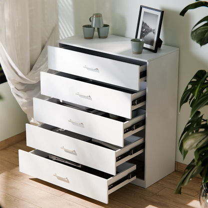 4&5 Drawer Bedroom Storage Cabinet with Metal Handles & Smooth Runners, Anti-Bowing Reinforced Frame, Modern Furniture Unit