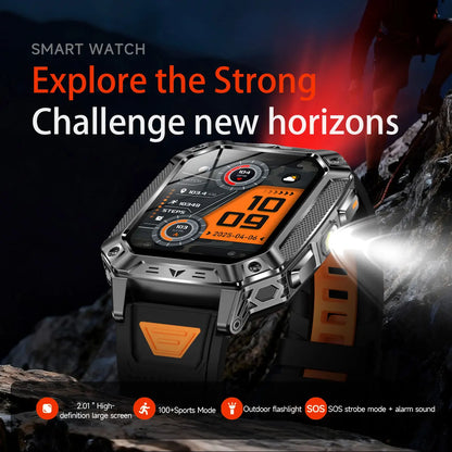 2026 New Built-in 1400mAh Super Large Battery Men Smart Watch Outdoor GPS 2.01"AMOLED Screen 10ATM Waterproof BT Call Smartwatch