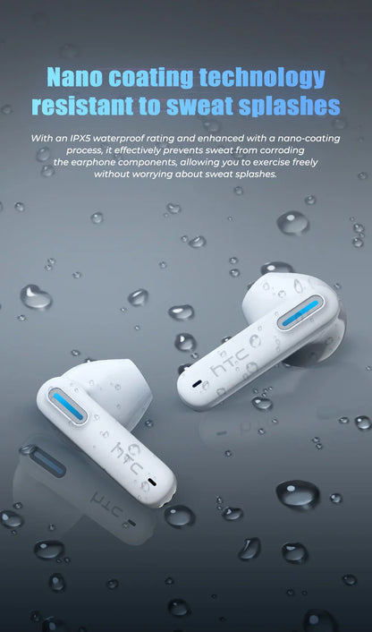 HTC NE49 Earphones Bluetooth V6.0 Noise Reduction TWS Sports Wireless Headphones with Mic Long life