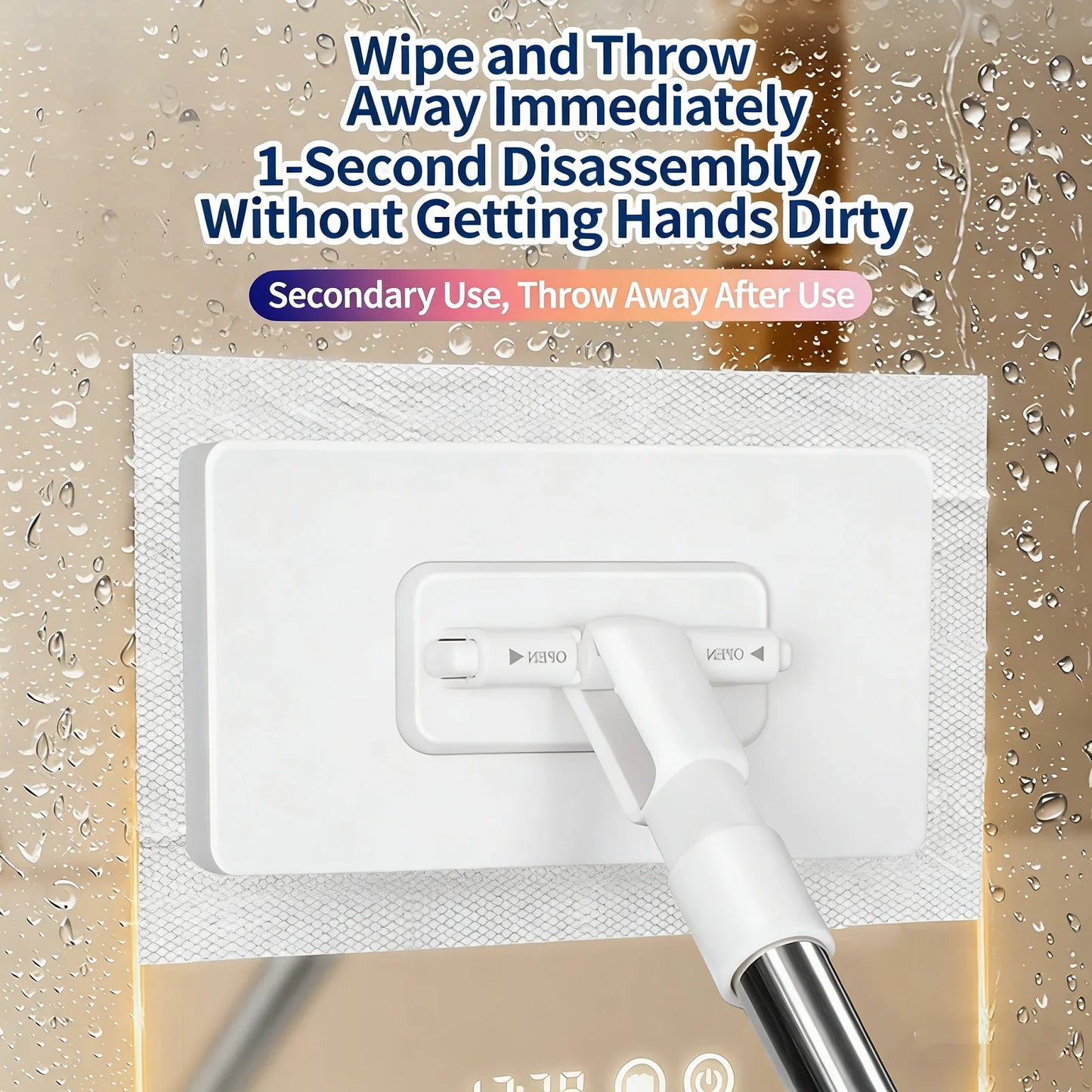 Reusable Dust Mop for Floor Cleaning Automatic Clamping Mop Clamp 100cm Wiper Floor Household Cleaning Cloths for Dust Removal