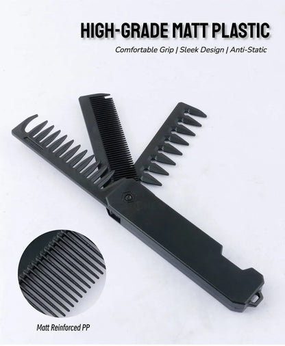 Professional 3 in 1 Pocket Folding Combs Wide Tooth Oil Head Comb Beard Combing Barber Hair Clipper Comb Salon Hair Styling Tool