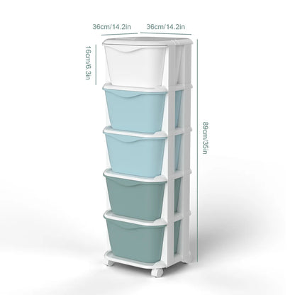 6/5 Tier Drawer Storage Cabinet Stackable Dustproof Storage Organizer with Wheels Floor-standing Storage Box Office Supplies