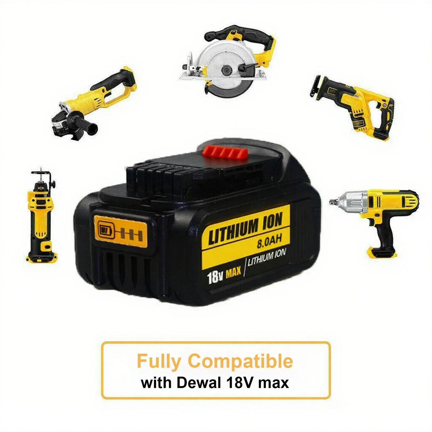 2Pack 18V 8.0Ah Li-Ion Replacement Battery for Dewal Pin Cordless Power Tools, Compatible with 18V Slide Style Tools