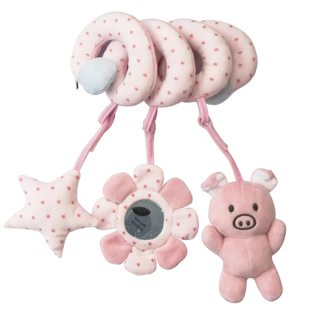 Newborns Spiral Hanging Activity Stroller Toy Baby Carseat Toy Black & White Lion Koala Rattle  for Crib Mobile Sensory Toy Gift