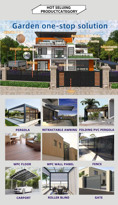 Waterproof Aluminum Outdoor Pergola with Curved Polycarbonate Top Easy Assembly Custom Size for Garden Backyard