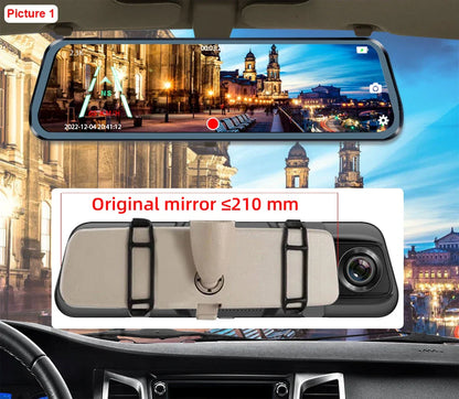 E-ACE 2.5K Mirror Camera For Car Touch Screen Video Recorder Rearview Mirror Dashcam 1440P GPS Wifi 24H Parking DVR Black Box