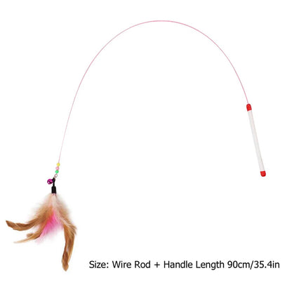 Cat Toys Cute Funny Colorful Rod Teaser Wand Plastic Pet Toys for Cats Interactive Stick Pet Teaser Cat Supplies