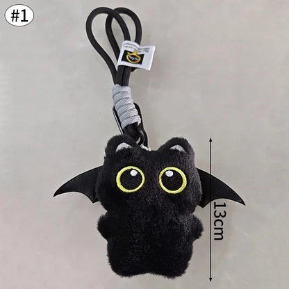 Cute Black Cat Plush Pendant Keychain Pilot Little Black Cat Hanging Backpack Keychain Creative Cat Plush Phone Keychain Gift