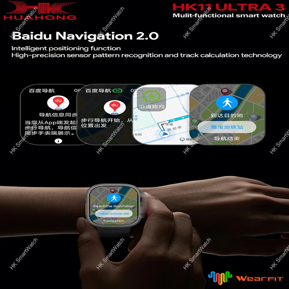 Upgrade Hk11 Ultra 3 Gen2 SmartWatch 4GB ROM AI ROBOT AMOLED Network 49mm G-Sensor ChatGPT NFC Compass GPS 3D Menu Music Watch