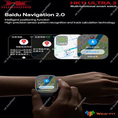 Upgrade Hk11 Ultra 3 Gen2 SmartWatch 4GB ROM AI ROBOT AMOLED Network 49mm G-Sensor ChatGPT NFC Compass GPS 3D Menu Music Watch