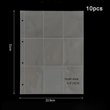 A4 Clear 10 Pcs Photo Album Refill Pages File Protector 4/11 Holes 6×4 8×10 4/11 Ring Binder Photocards Postcard Card Notebook
