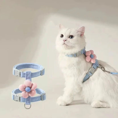 Cat Harness and Leash Sets Adjustable Dog Harness for Small Dog Leash Breashable Pet Harness Out Walking Dog Strap Cat Accessory