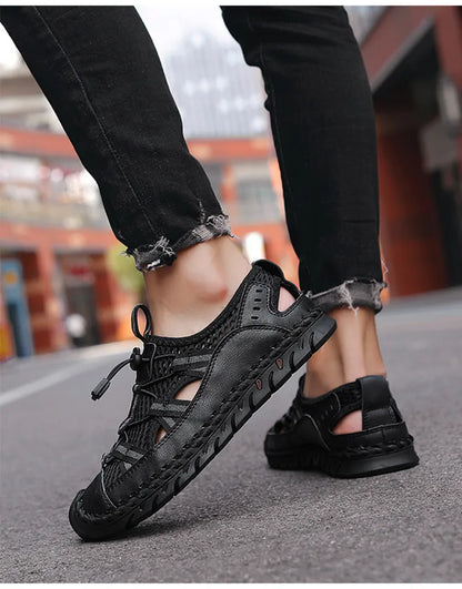 Hot Sale Summer Men's Sandals Outdoor Non-slip Men's Beach Sandals Handmade Genuine Leather Men's Shoes Fashion Men Sneakers