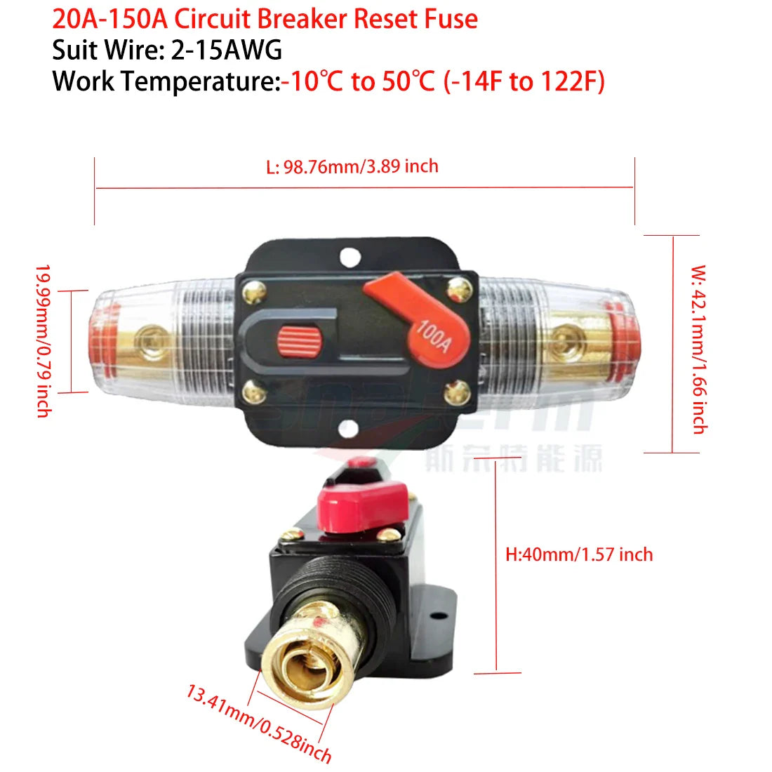 Circuit Breaker 12V 24V 20A 30A 40A 50A 60A 80A 100A Auto Car Bike Stereo Audio Solar Energy Circuit Breaker Reset Fuse Inverter