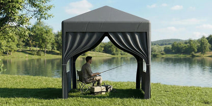 LOEFME 2x2M Pop Up Gazebo Waterproof Windproof Portable Outdoor Canopy Sun Shelter Removable 4 Sides Cloths Garden Camping Tent