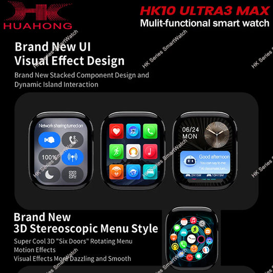 Original HK10 Ultra 3 MAX SmartWatch 2025 For Man Women 49mm HD AMOLED 4GB ROM AI ROBOT NFC GPS Smart Band Watch For IOS Android