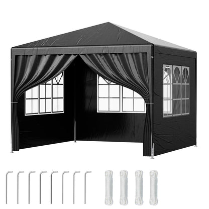 LOEFME 3x4M 3x3M Gazebo Canopy Tent Waterproof Windproof UV Sun Shelter with Removable 4 Sidewalls Outdoor Garden Camping Awning