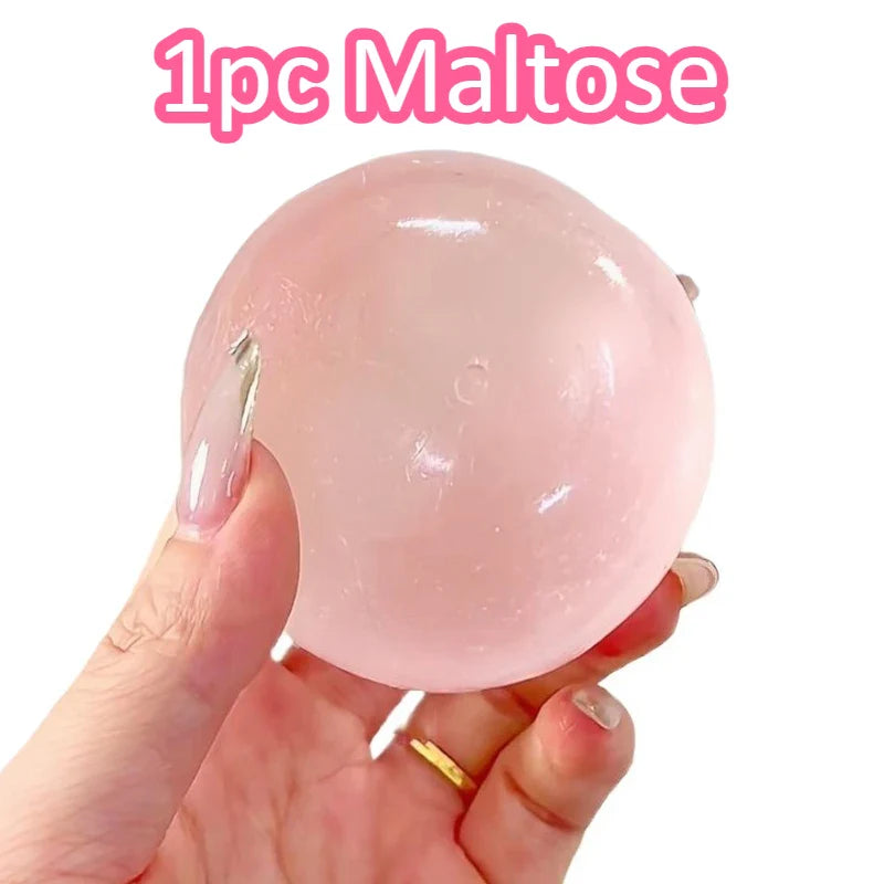 Blue Transparent Maltose Squishy Toy, Cute Mochi Soft Simulated Ball, Fast Rebound Anti Stress Fidget Decompression Toy