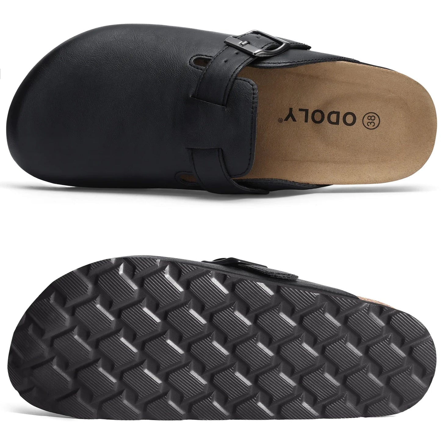Kidmi Unisex Adjustable Buckle Slip-On Clogs with Arch Support Vegan Leather Cork Insole Potato Shoe for Women And Men