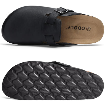 Kidmi Unisex Adjustable Buckle Slip-On Clogs with Arch Support Vegan Leather Cork Insole Potato Shoe for Women And Men