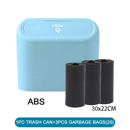 Car Trash Can (with Lid) Contains 60 (300) Garbage Bags, Small Car Trash Can, Leak-proof Mini Car Accessories