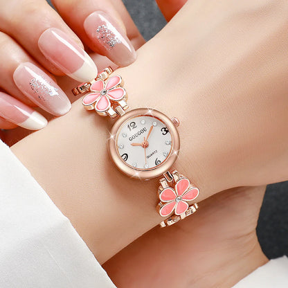 Fashion Flower Bracelet Strap Women Watches Ladies Diamond Arabic Numeral Dial Wristwatches Reloj Mujer（Without Box）