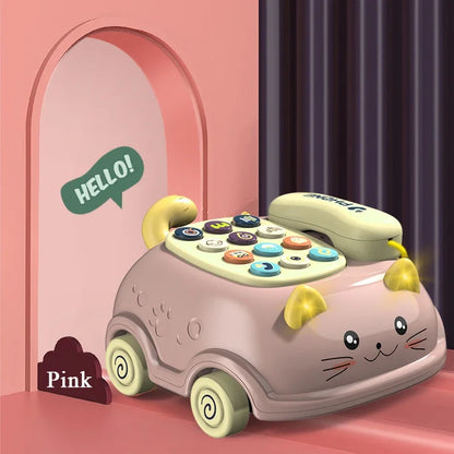 Baby 3-in-1 Musical Phone Toys Toddler Interactive Learning Toy with Lights Cat Telephone Story Early Education Montessori Gift