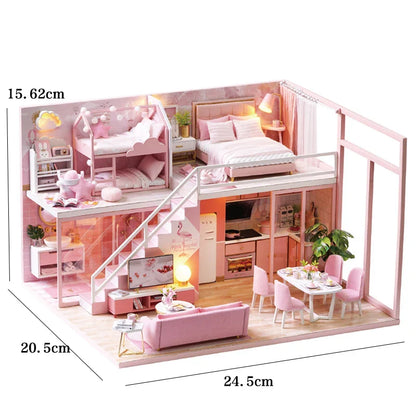 DIY Doll Houses Kits 3D Wooden Puzzles Mini Doll House Assembly Building Furniture Handmade Toys For Kids Birthday Gifts