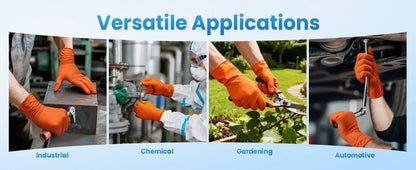 Heavy Orange Disposable Nitrile Extra Thick Gloves 8.5 Mil -Powder-Free Puncture-Resistant Protection-Diamond-Texture Work Glove