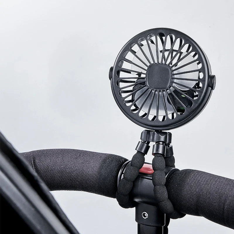 Baby 3 Speeds Stroller Mini Fan With Light Portable USB Charging Fan Mobile Phone Holder Stroller Accessories Baby Newborn Items