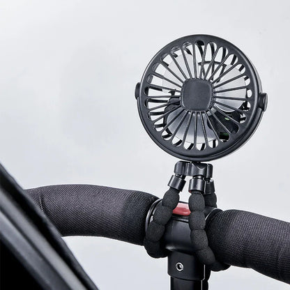 Baby 3 Speeds Stroller Mini Fan With Light Portable USB Charging Fan Mobile Phone Holder Stroller Accessories Baby Newborn Items