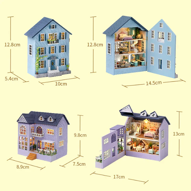 DIY Wooden Doll Houses Mini Assembly Handmade Small House Creative Scene Decoration DollHouse For Toys Birthday Gifts