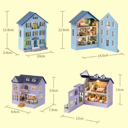 DIY Wooden Doll Houses Mini Assembly Handmade Small House Creative Scene Decoration DollHouse For Toys Birthday Gifts