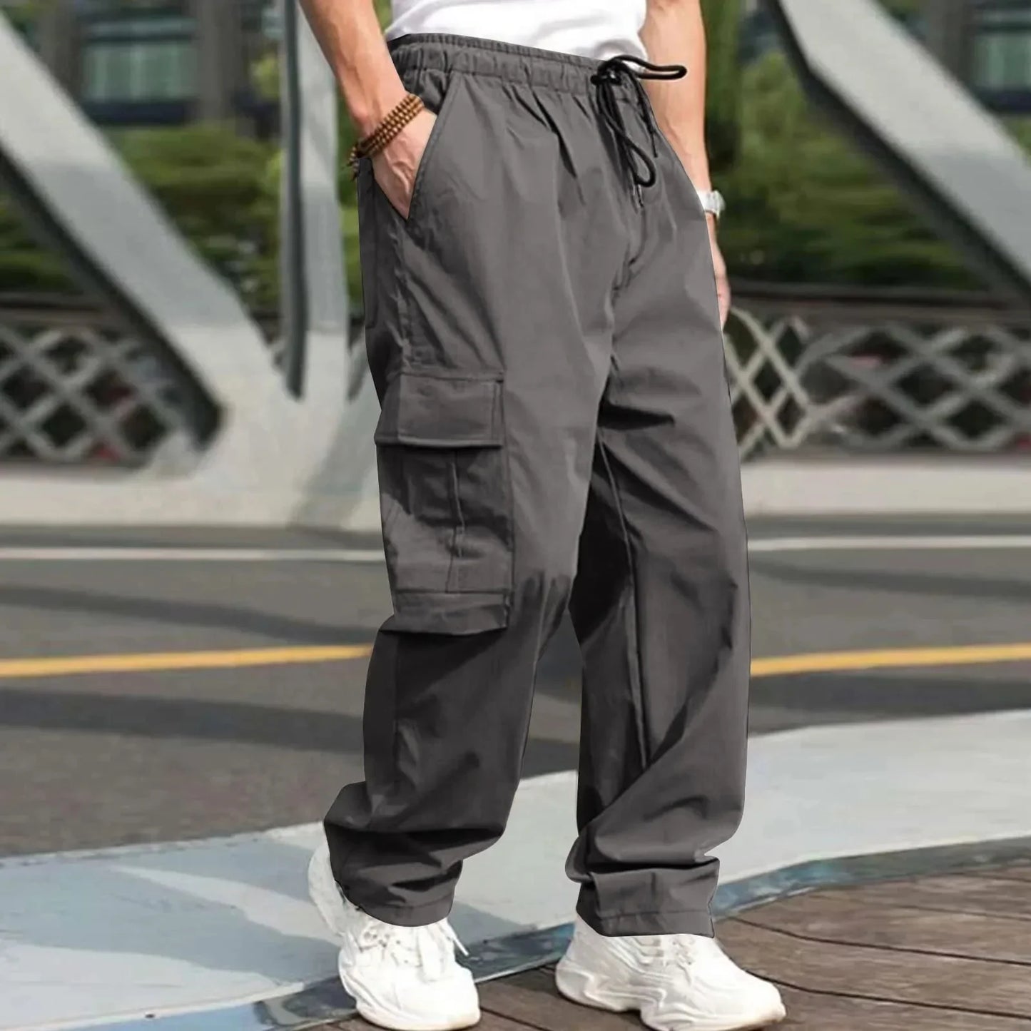 New Style Amazon Men's Cargo Pants Loose Straight Leg Casual Sports Trousers Working Men's Pocket Pants European And American