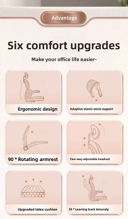 Ergonomic Home Office Chair, Comfortable Desk Chair for Students with Back Support, Long Sitting Study Chair
