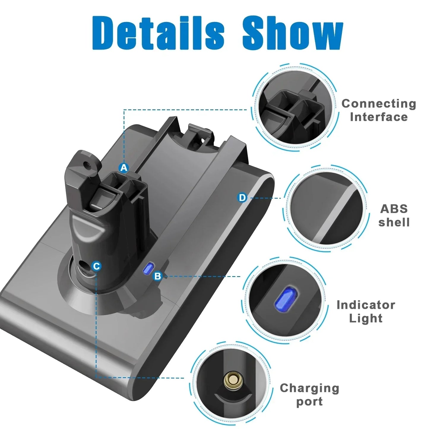 100%New Compatible with Dyson V10 V8  V11 V15 V7 Series SV07 SV09 SV10 DC62 Vacuum Cleaner rechargeable battery