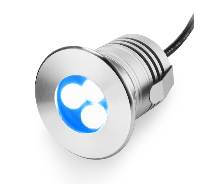 CNBRIGHTER LED Underwater Pool Lights, 3W,12V-24V DC, IP68 Waterproof,Stainless Steel Aluminum,for In-Ground Swimming Pools Steps Ponds Fountains (Blue)