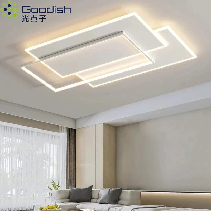 Modern Nordic Led Ceiling Light Square Minimalist Lamps for Kitchen Living Dining  Room Art Home Decoration Chandelier