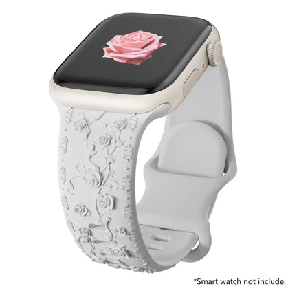 For Apple Watch Band 42mm 41mm 40 45mm 49mm 44mm Floral Engraved bracelet correa for iwatch series11 10 9 7 SE 6 8 Ultra 2 Strap