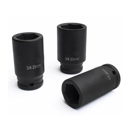 80mm Long 3/4 Inch Drive Impact Hex Socket 6 Point 17mm 18mm 19mm 20mm 21mm 22mm 23mm 24mm 25mm 26mm 27mm 28mm 29mm To 55mm
