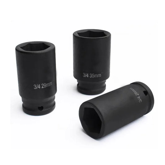 80mm Long 3/4 Inch Drive Impact Hex Socket 6 Point 17mm 18mm 19mm 20mm 21mm 22mm 23mm 24mm 25mm 26mm 27mm 28mm 29mm To 55mm
