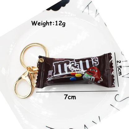 Simulation M Bean Chocolate Chocolate Key Chain Pendant Miniature M Bean Pendant Creative Food and Play Goods Gift Decoration