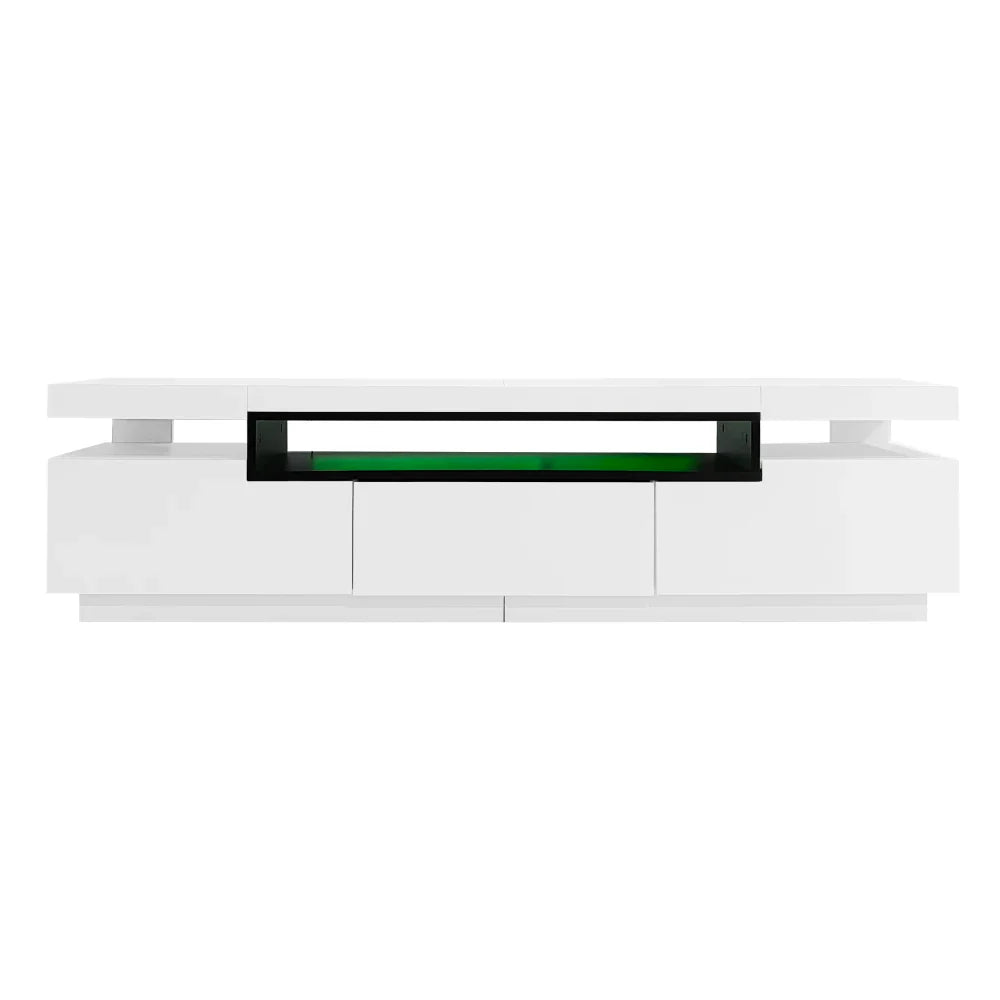 PINGGO TV Stand Cabinet for 70-inch TV High Gloss TV Stand Unit with LED Lights 160CM, 3 Drawers, 3 Open Storage Space