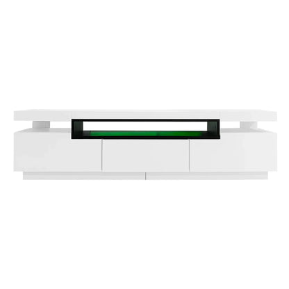 PINGGO TV Stand Cabinet for 70-inch TV High Gloss TV Stand Unit with LED Lights 160CM, 3 Drawers, 3 Open Storage Space