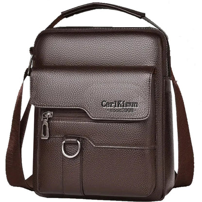 Multi-purpose men's shoulder bag for work, PU crossbody briefcase with handle, professional casual daypack