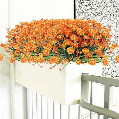 Artificial Daisies Flowers Outdoor UV Resistant Fake Foliage Plants Shrubs for Window Box Hanging Farmhouse Indoor Outside Decor